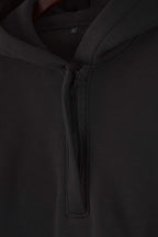 Trendyolmilla Siyah Kalın İçi Polarlı Yarım Pat Fermuarlı Oversize Kapüşonlu Örme Sweatshirt TWOAW26SW00060