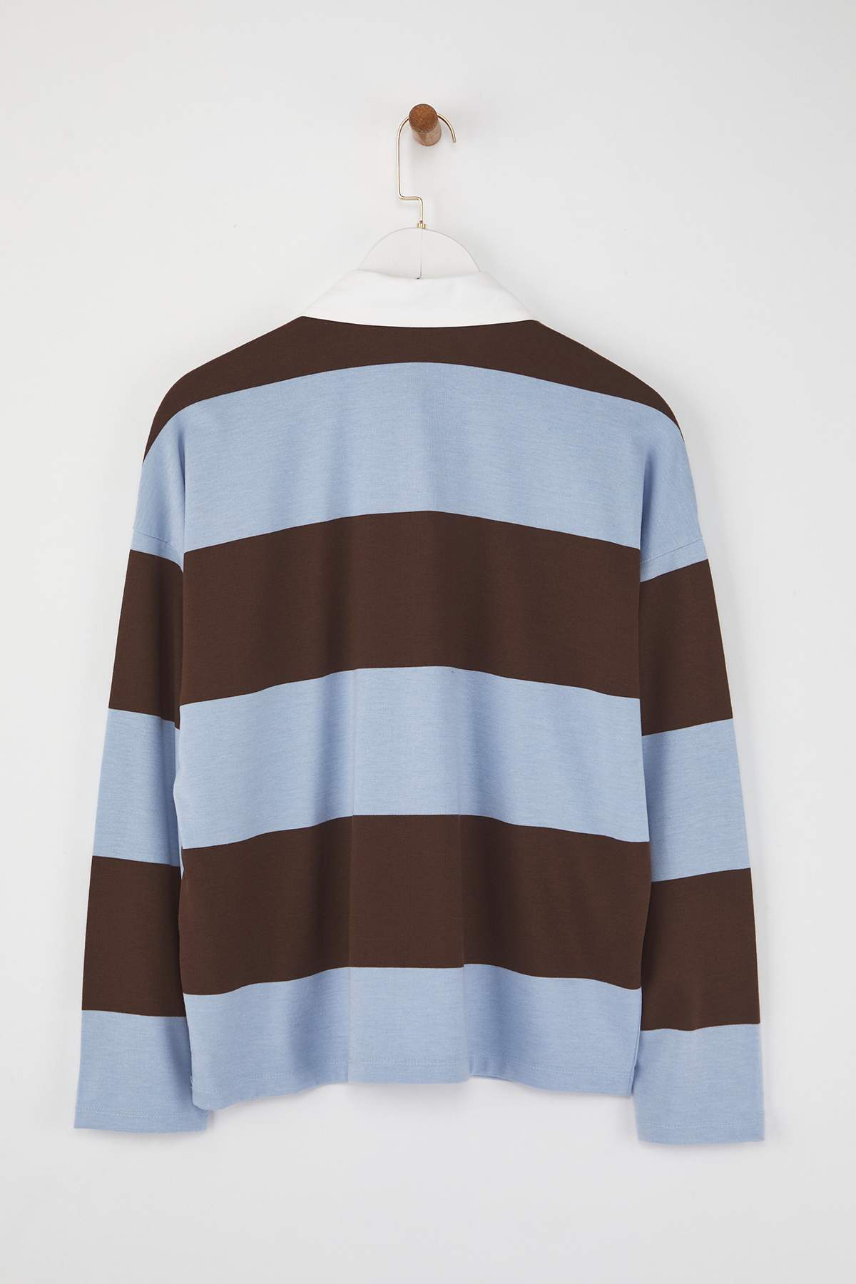 Trendyolmilla Bordo Çizgili Polo Yaka Oversize/Geniş Kalıp Örme Sweatshirt TWOAW26SW00051