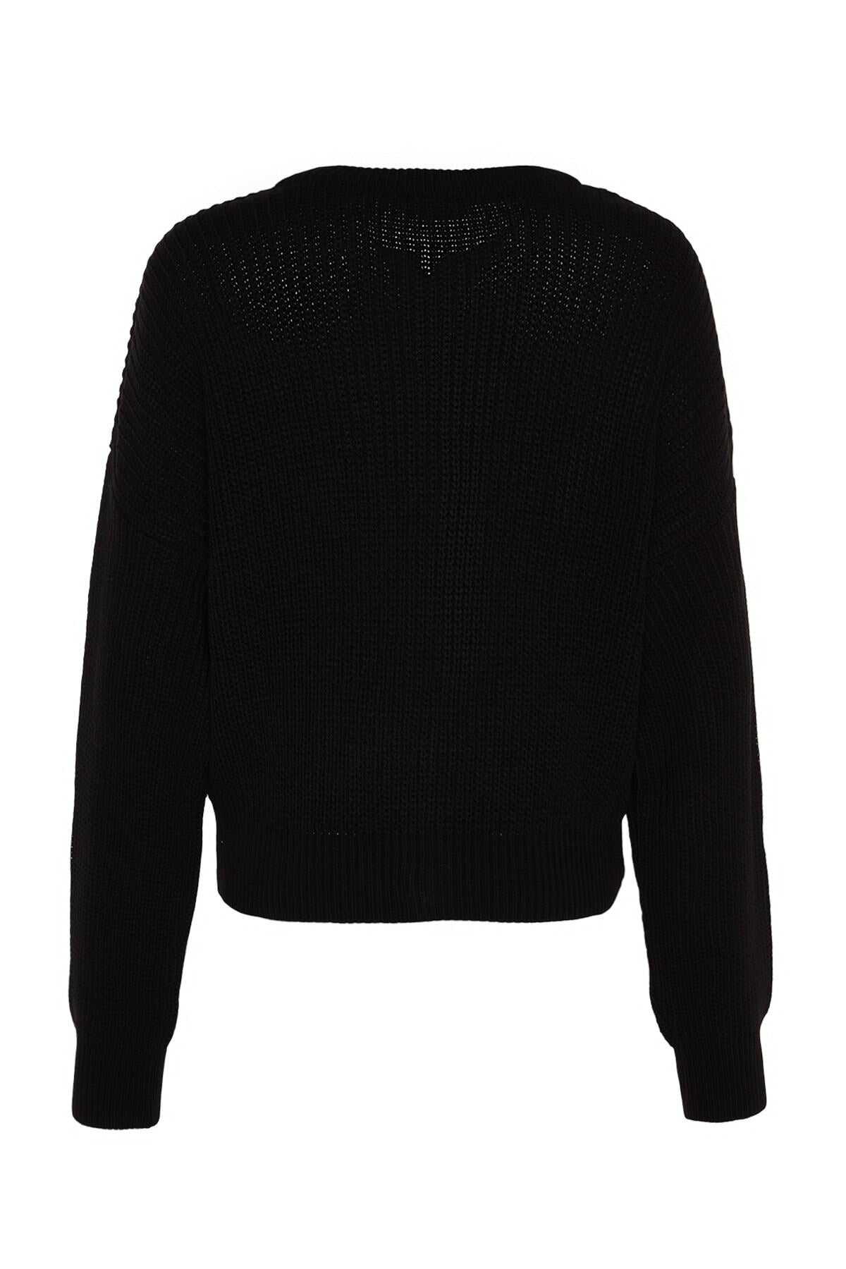Trendyolmilla Indigo Geniş Kalıp Bomber Yaka Fermuarlı Triko Hırka TWOAW24HI00153