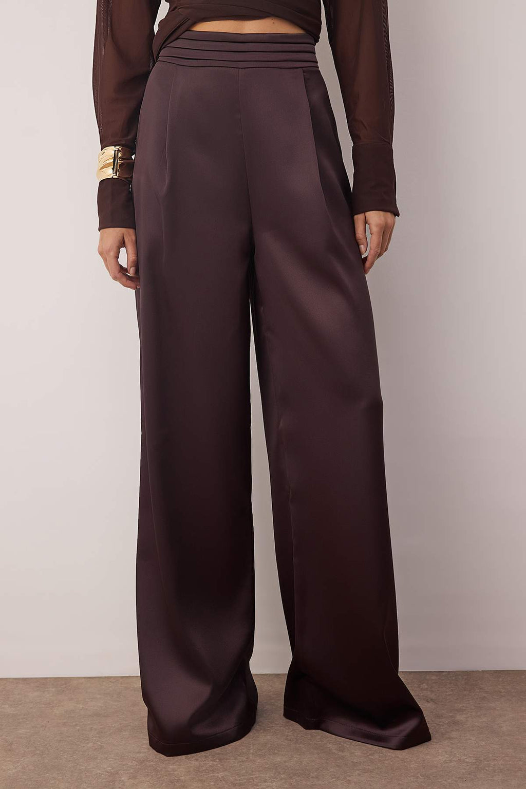 Trendyolmilla Siyah Düz Dokuma Saten Şık/Gece Pantolon TPRSS23PL00001