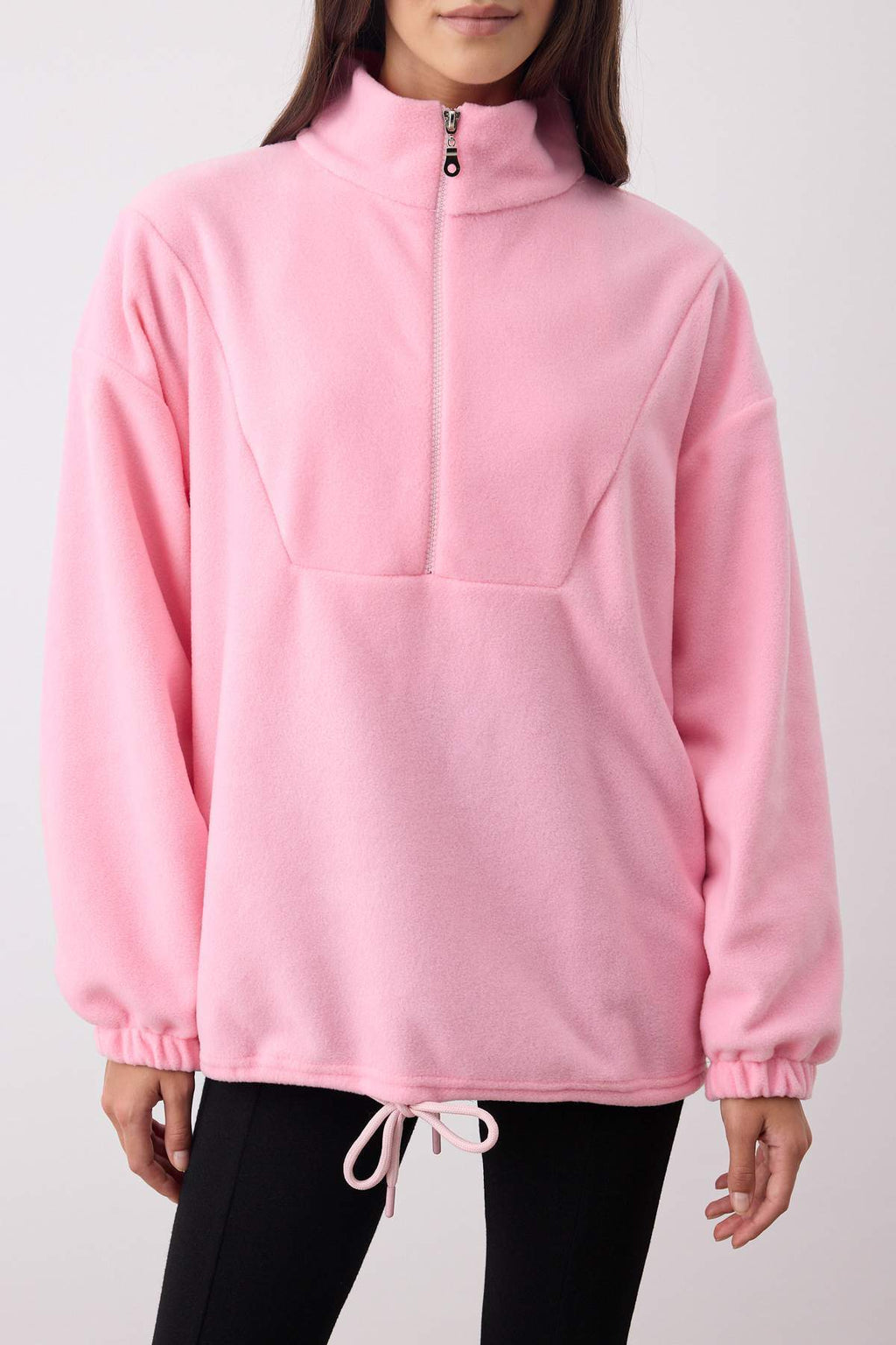 Trendyolmilla Açık Mavi  Fermuarlı Dik Yaka Polar Regular/Normal Kesim Örme Sweatshirt TWOAW21SW0758