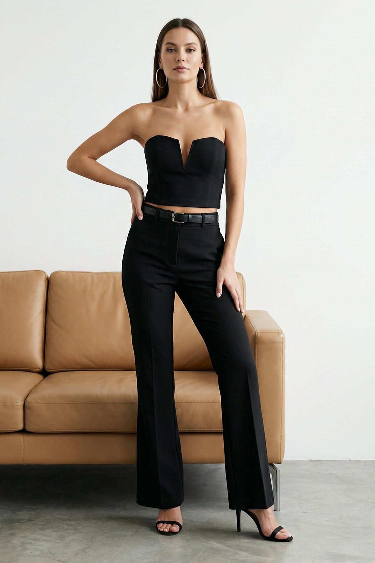 Trendyolmilla Siyah Limited Edition Flare Kalıp Bootcut Kumaş Pantolon TWOAW26PL00056 Main image