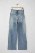 Trendyolmilla Koyu Mavi Paça Kesikli Ekstra Yüksek Bel Geniş Paça Wide Leg Jeans TWOAW26JE00080