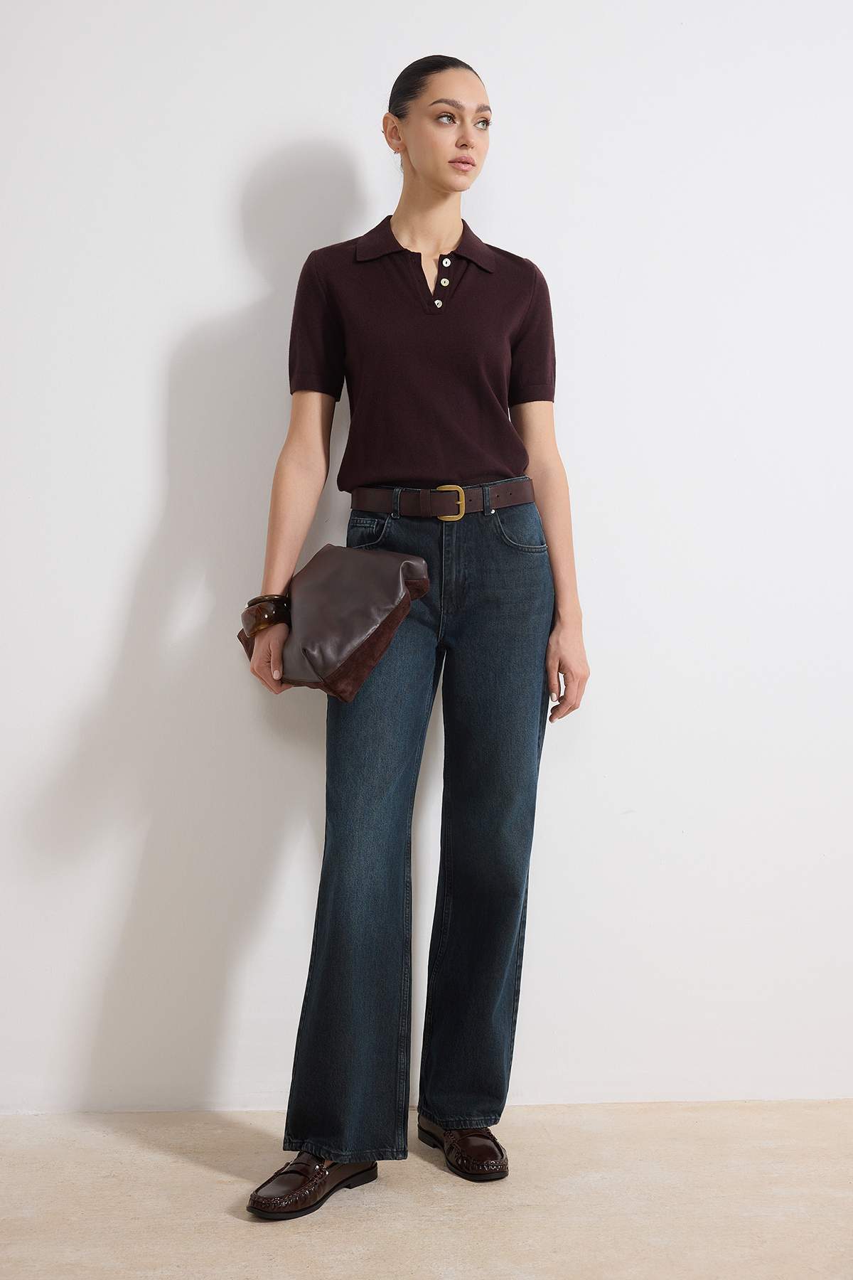 Trendyolmilla Koyu Mavi  Yüksek Bel Wide Leg Jeans TWOAW26JE00228