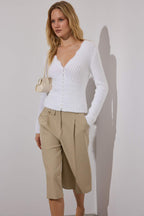 Limited Edition Ekru Yumuşak Dokulu Crop Triko Hırka TWOAW26HI00244