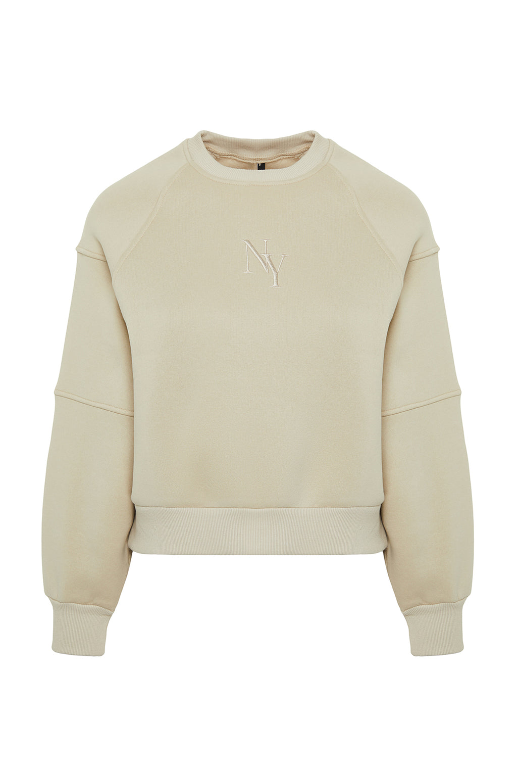 Trendyolmilla Taş Bisiklet Yaka Regular Fit Nakışlı Kalın İçi Polarlı Örme Sweatshirt TWOAW24SW00199