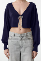 Trendyolmilla Bordo Süper Crop Basic Fiyonklu Triko Hırka TWOAW24HI00315