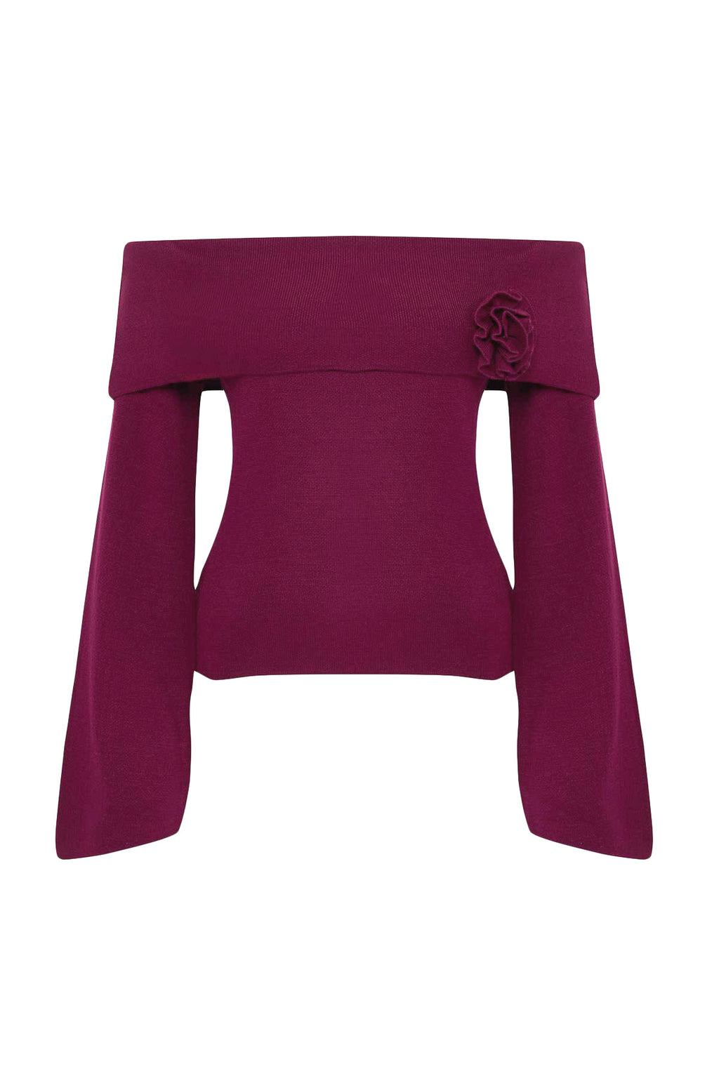 Trendyolmilla Kahverengi Gül Detaylı Carmen Yaka Triko Kazak TWOAW25KZ00373