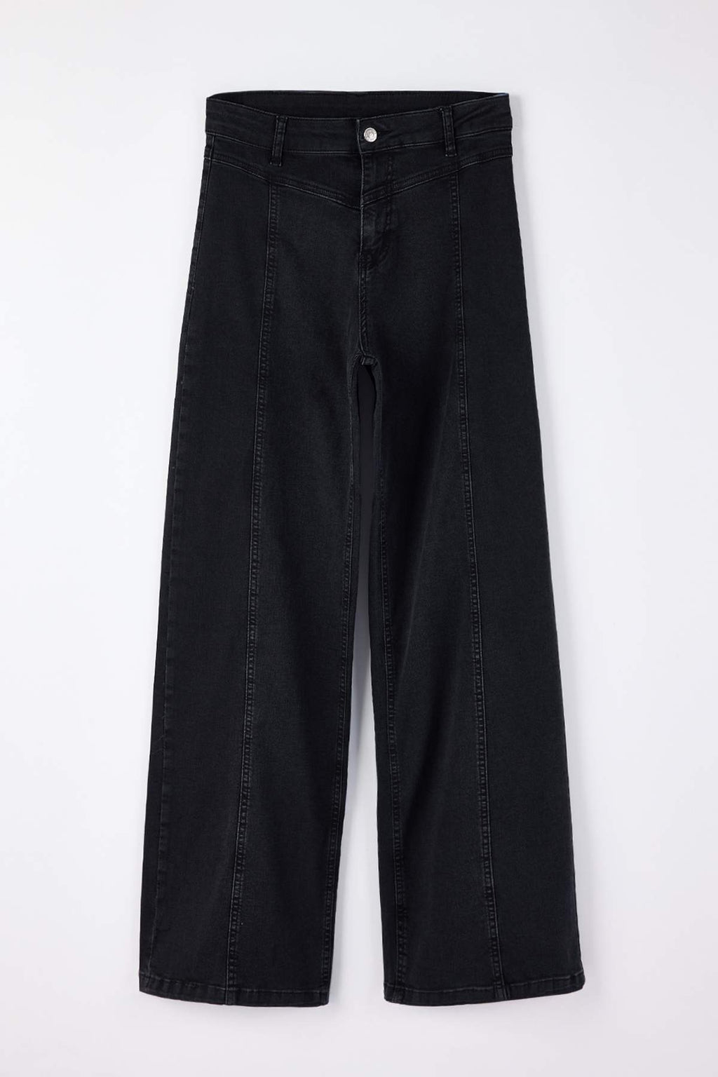 Siyah Yüksek Bel Dikiş Detaylı Ekstra Esnek Wide Leg Geniş Paça Jeans TWOSS26JE00024
