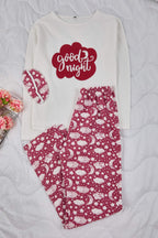 Trendyolmilla Siyah Pamuklu Leopar Desenli ve Yılbaşı Temalı Uyku Bantlı Örme Pijama Takımı THMAW25PT00223