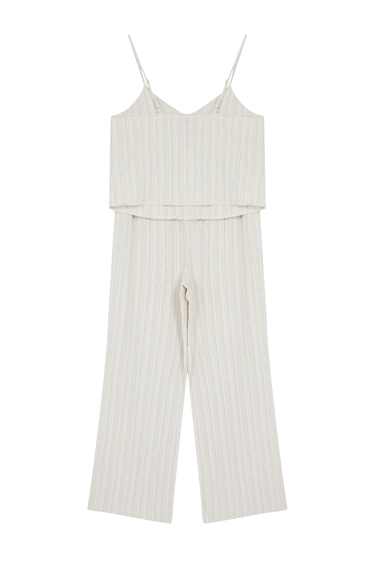 Trendyolmilla Ekru Bağlama Detaylı İp Askılı Dokuma Pijama Takımı THMSS24PT00402