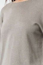 Vizon Pamuklu Kayık Yaka Transparan Görünümlü İnce Fitted/Vücudu Saran Triko Kazak TWOAW25KZ00080