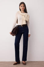 Trendyolmilla Siyah Normal Bel Geniş Paça Orta Esnek Straight Smoke Jeans TWOAW26JE00085