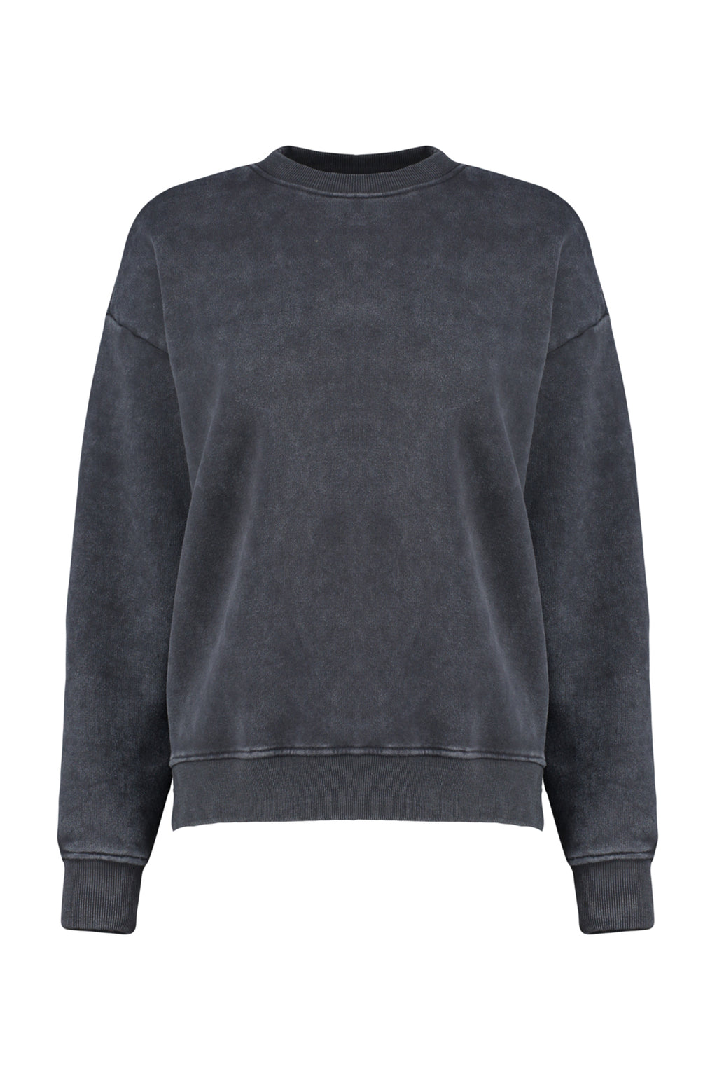 Antrasit Eskitme/Soluk Efektli Kalın İçi Polarlı Oversize/Geniş Kalıp Örme Sweatshirt TWOAW24SW00151