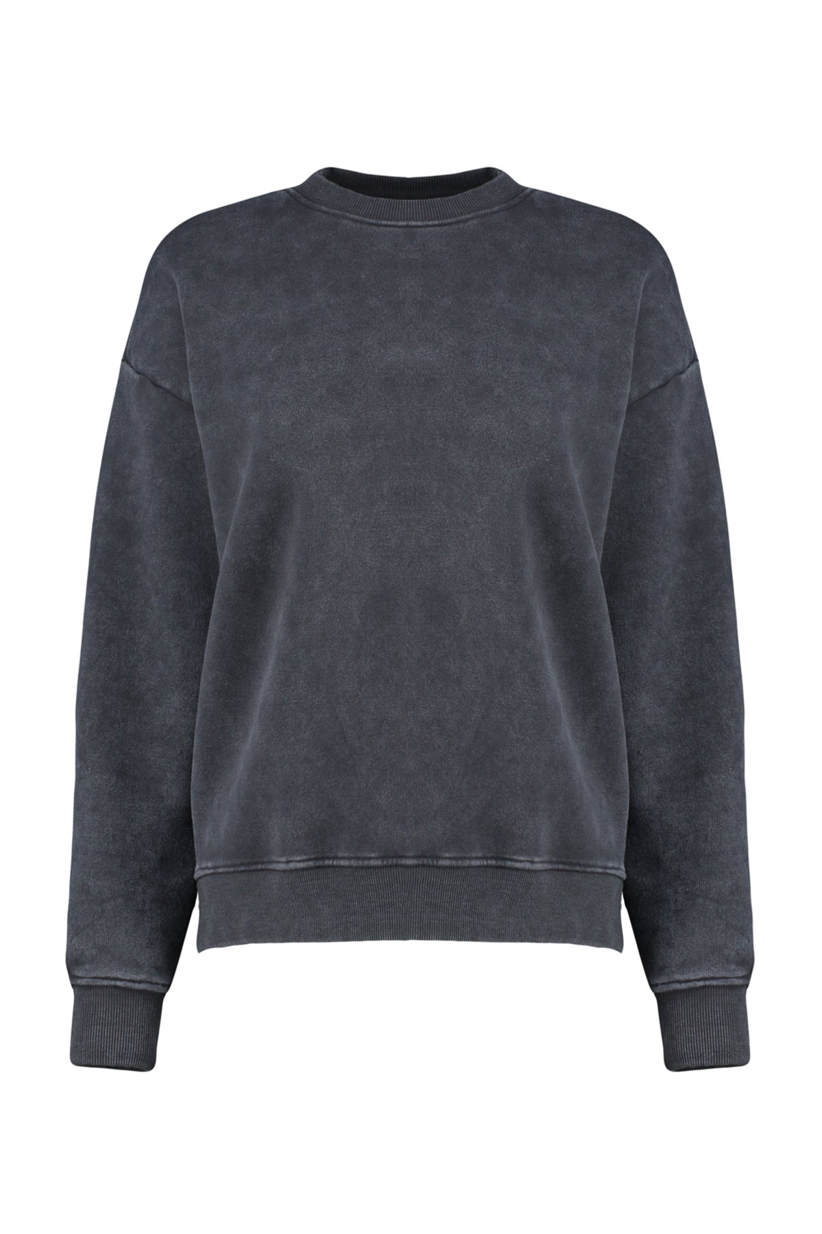 Antrasit Eskitme/Soluk Efektli Kalın İçi Polarlı Oversize/Geniş Kalıp Örme Sweatshirt TWOAW24SW00151