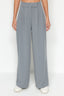 Trendyolmilla Yunus Gri Cırt Cırt Kapamalı Yüksek Bel Pileli Wide Leg/Geniş Kesim Örme Pantolon TWOAW24PL00177