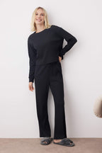 Trendyolmilla Lacivert Fitilli Örme Pijama Takımı THMAW21PT0009