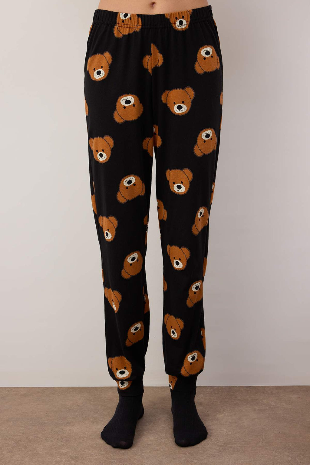 Trendyolmilla Haki %100 Pamuklu Ayıcıklı Desenli Örme Pijama Takımı THMAW23PT00514