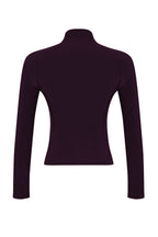 Trendyolmilla Mürdüm Büzgülü Kare Yaka Vücuda Oturan Esnek Örme Bluz TWOSS24BZ00487