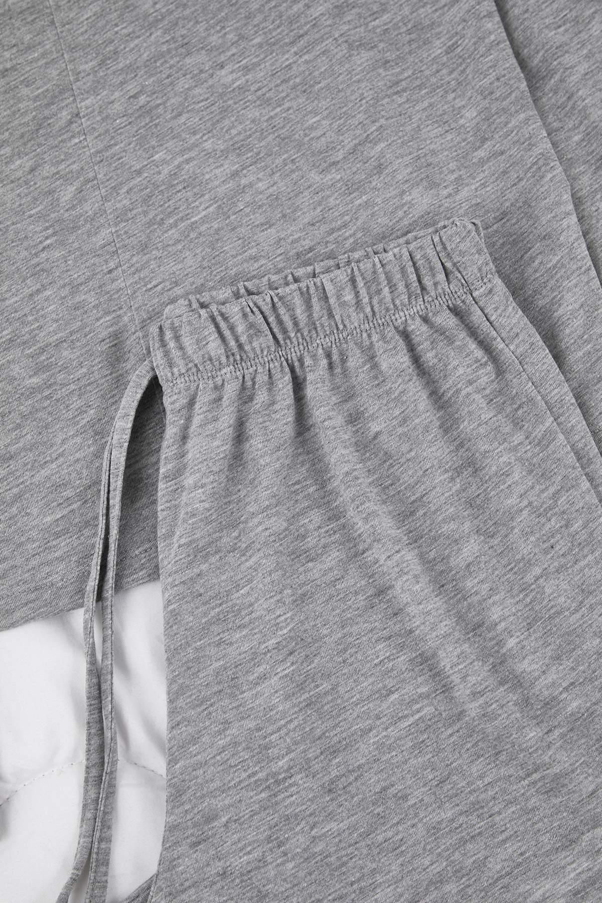 Gri Melanj Pamuklu Örme Pijama Takımı THMAW26PT00227