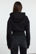 Trendyolmilla Siyah Crop Oversize Örme Sweatshirt TWOAW25SW00302