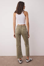 Haki Yüksek Bel Comfort/Esnek İspanyol Paça Crop Flare Jeans TWOAW26JE00111