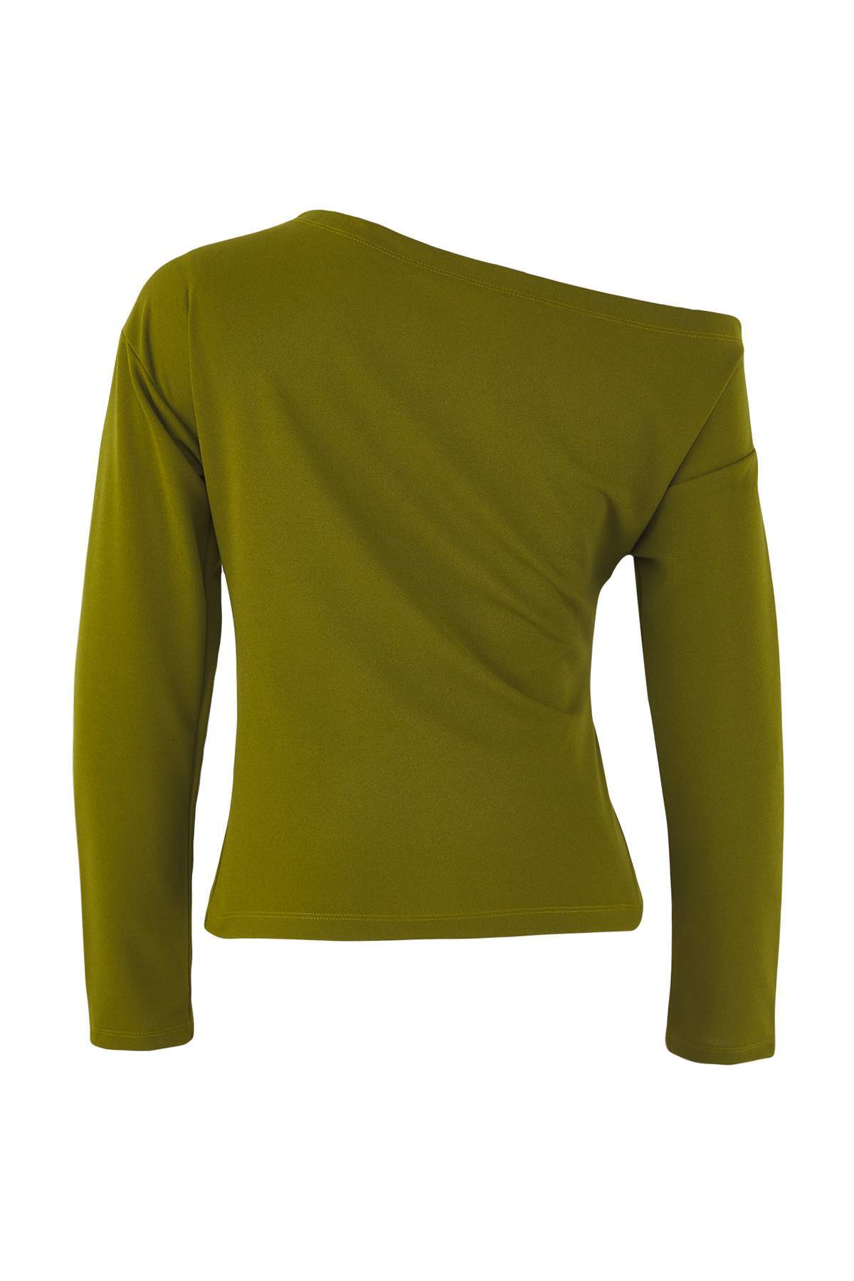 Trendyolmilla Kırmızı Büzgü/Drape Detaylı Dökümlü Asimetrik Yaka Örme Bluz TWOAW26BZ00138