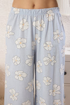 Trendyolmilla Lila %100 Pamuklu Çiçekli Düğmeli Örme Pijama Takımı THMSS25PT00179