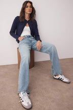 Trendyolmilla Mavi Düşük Bel Geniş Paça Wide Leg %100 Pamuk Non-Stretch Jeans TWOAW26JE00075