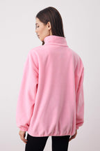 Trendyolmilla Açık Mavi  Fermuarlı Dik Yaka Polar Regular/Normal Kesim Örme Sweatshirt TWOAW21SW0758