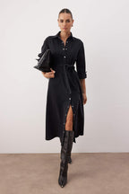 Trendyolmilla Mavi Kemer Detaylı Maxi Denim Elbise TWOAW26EL00044