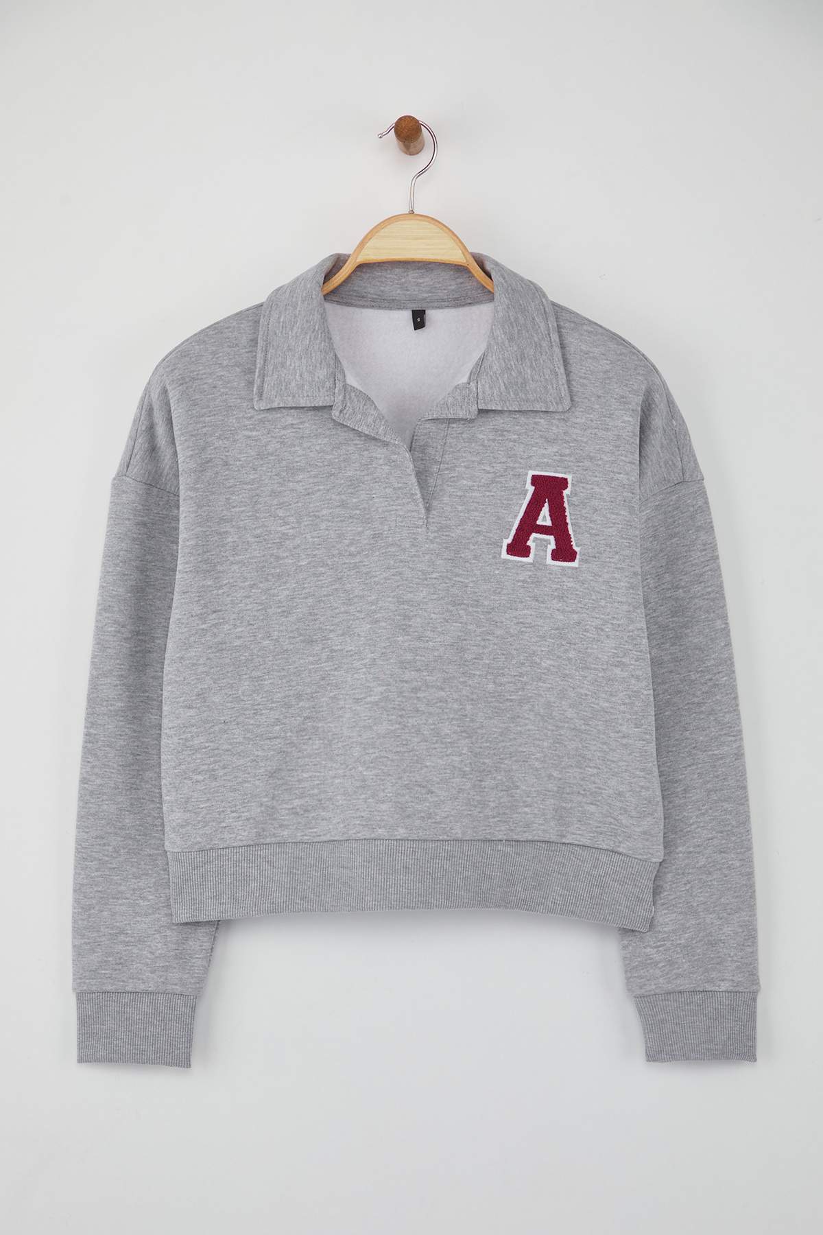 Trendyolmilla Teen Gri Melanj Slogan Nakışlı Regular/Normal Kalıp Örme Sweatshirt TWOAW26SW00049