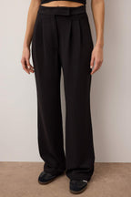 Trendyolmilla Yunus Gri Cırt Cırt Kapamalı Yüksek Bel Pileli Wide Leg/Geniş Kesim Örme Pantolon TWOAW24PL00177