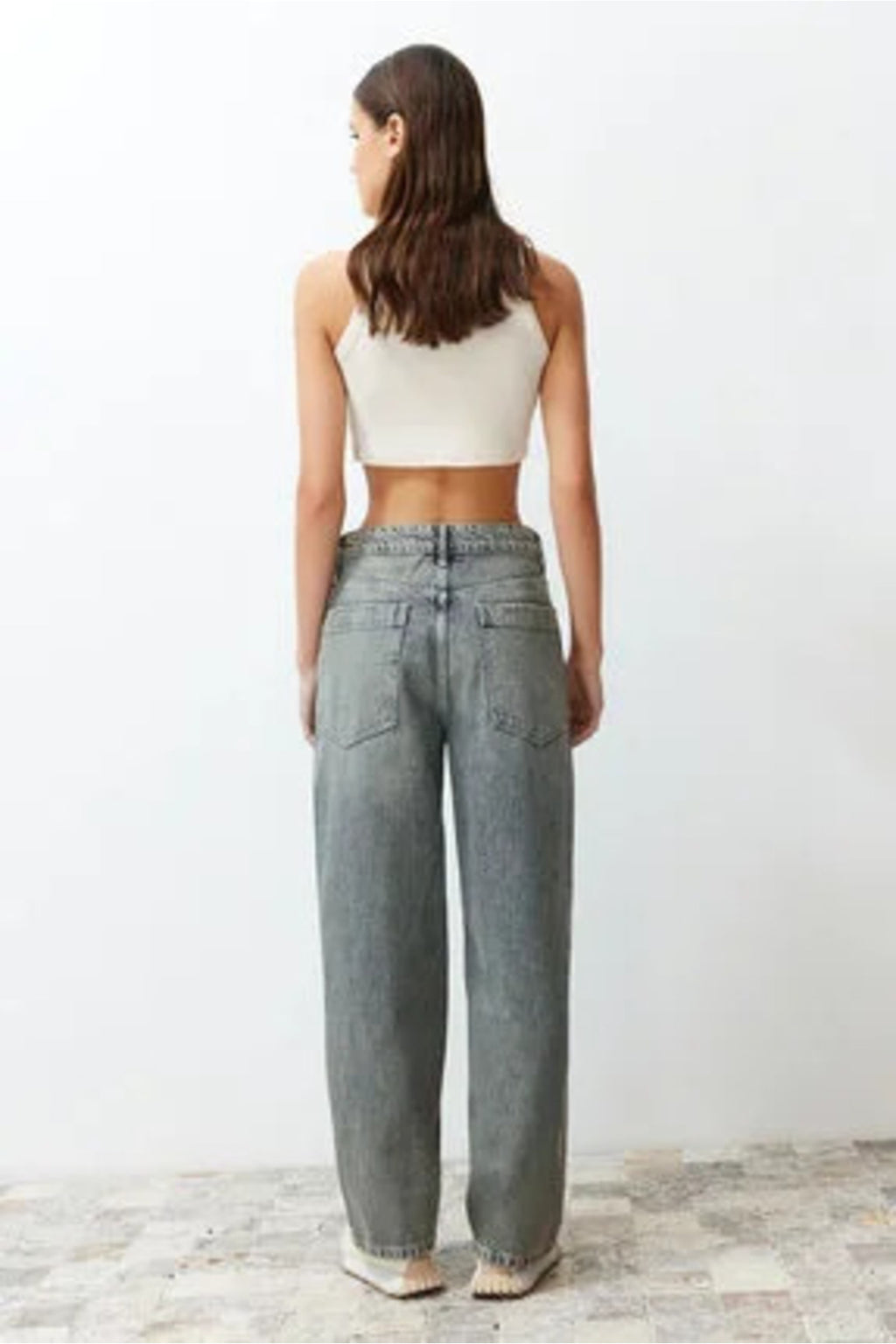 Mavi Soluk Efekt Vintage Düşük Bel Wide Leg TWOSS24JE00147