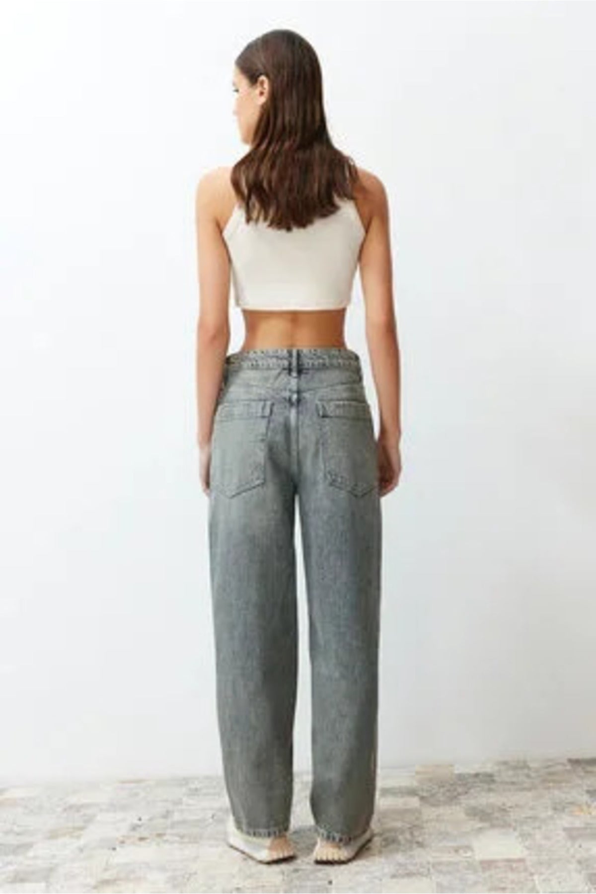Mavi Soluk Efekt Vintage Düşük Bel Wide Leg TWOSS24JE00147