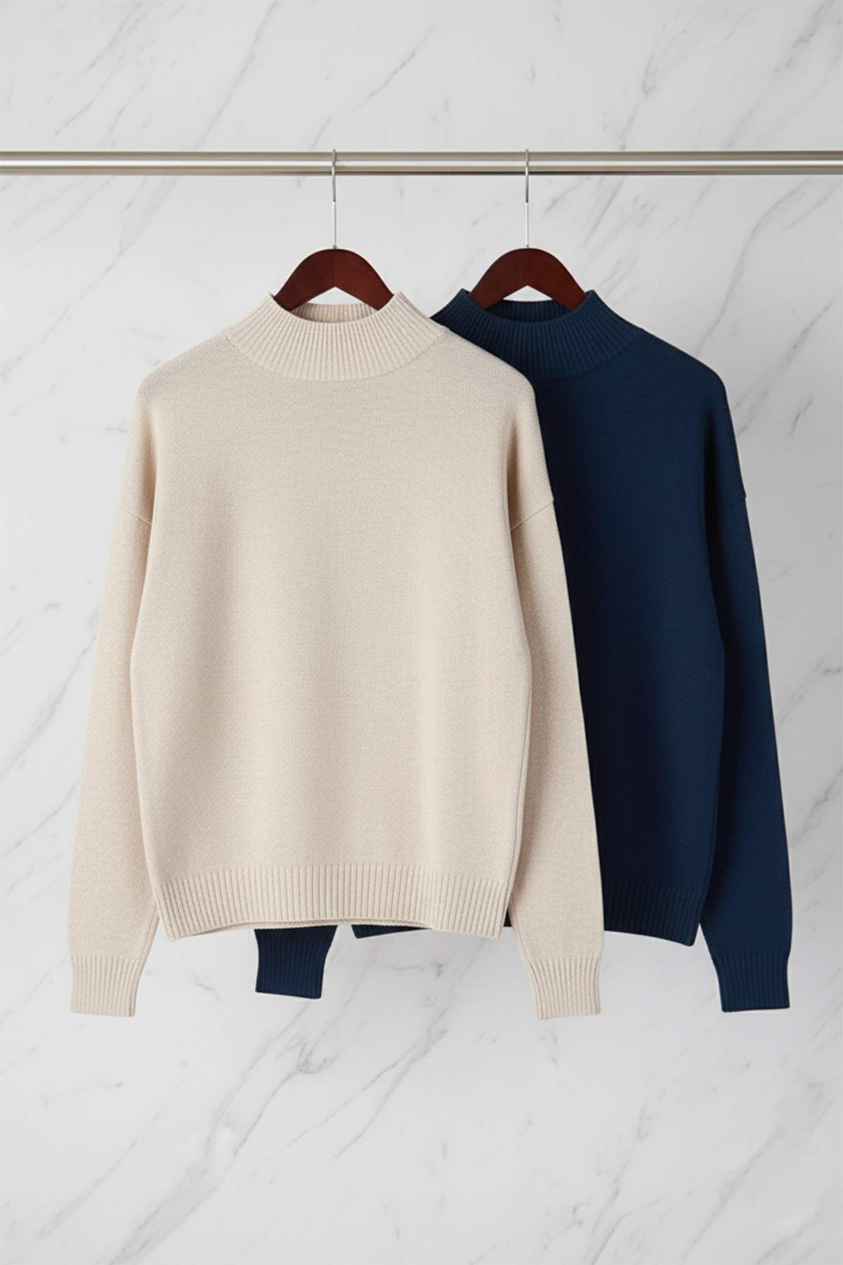 Trendyolmilla Siyah-Ekru Basic İkili Paket Triko Kazak TWOAW26KZ00232