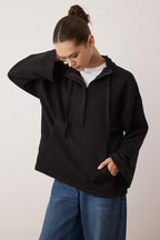Trendyolmilla Petrol Dik Yaka Fermuarlı ve Cepli Relaxed/Rahat Kalıp Örme Sweatshirt TWOAW26SW00187