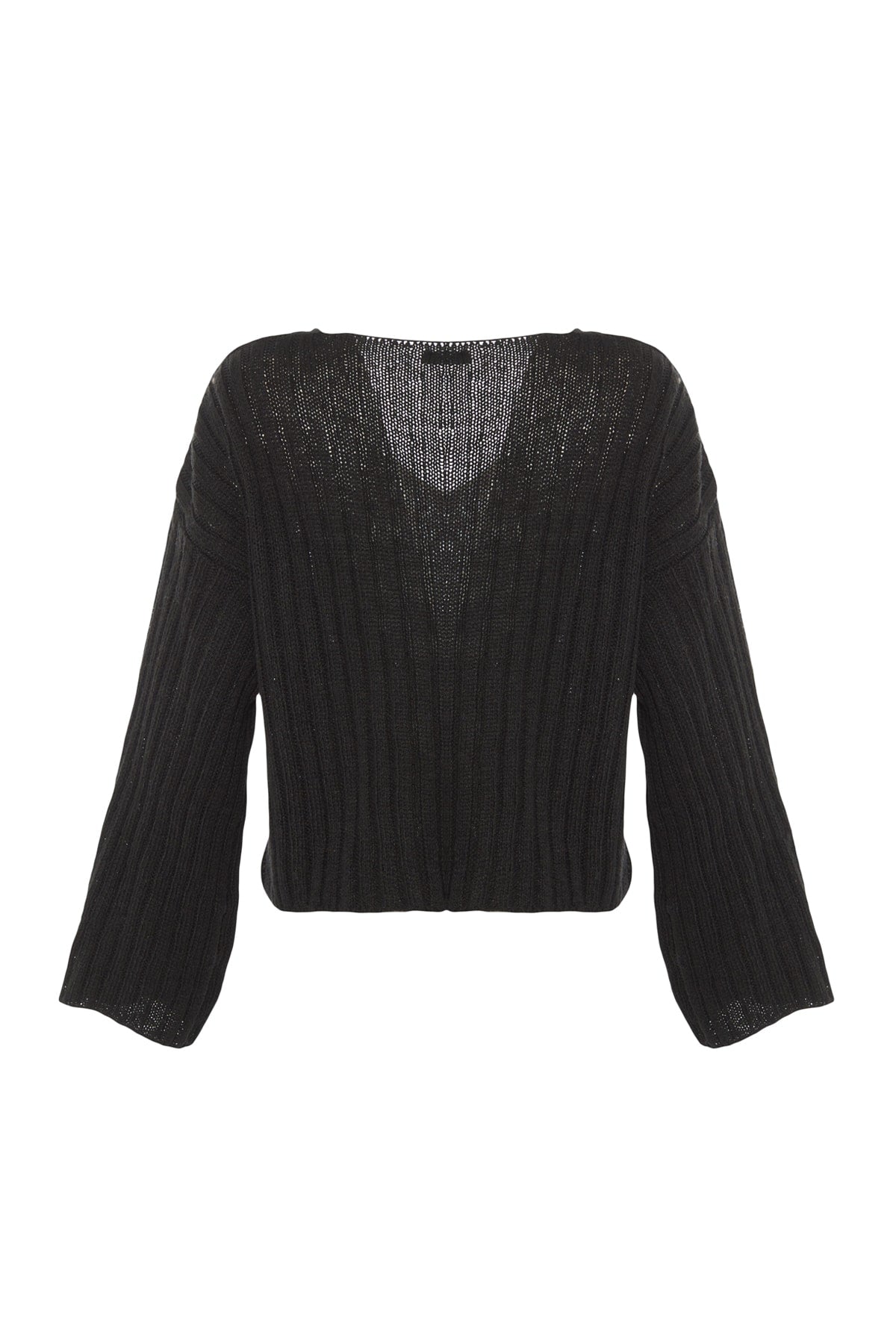 Trendyolmilla Koyu Mavi Merserize Görünümlü Yünlü Geniş Kalıp Basic Triko Kazak TWOAW23KZ01844