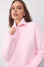 Trendyolmilla Wardrobe Essentials Taş Yumuşak Dokulu Geniş Kalıp Fermuarlı Triko Hırka | TWOAW26HI00092