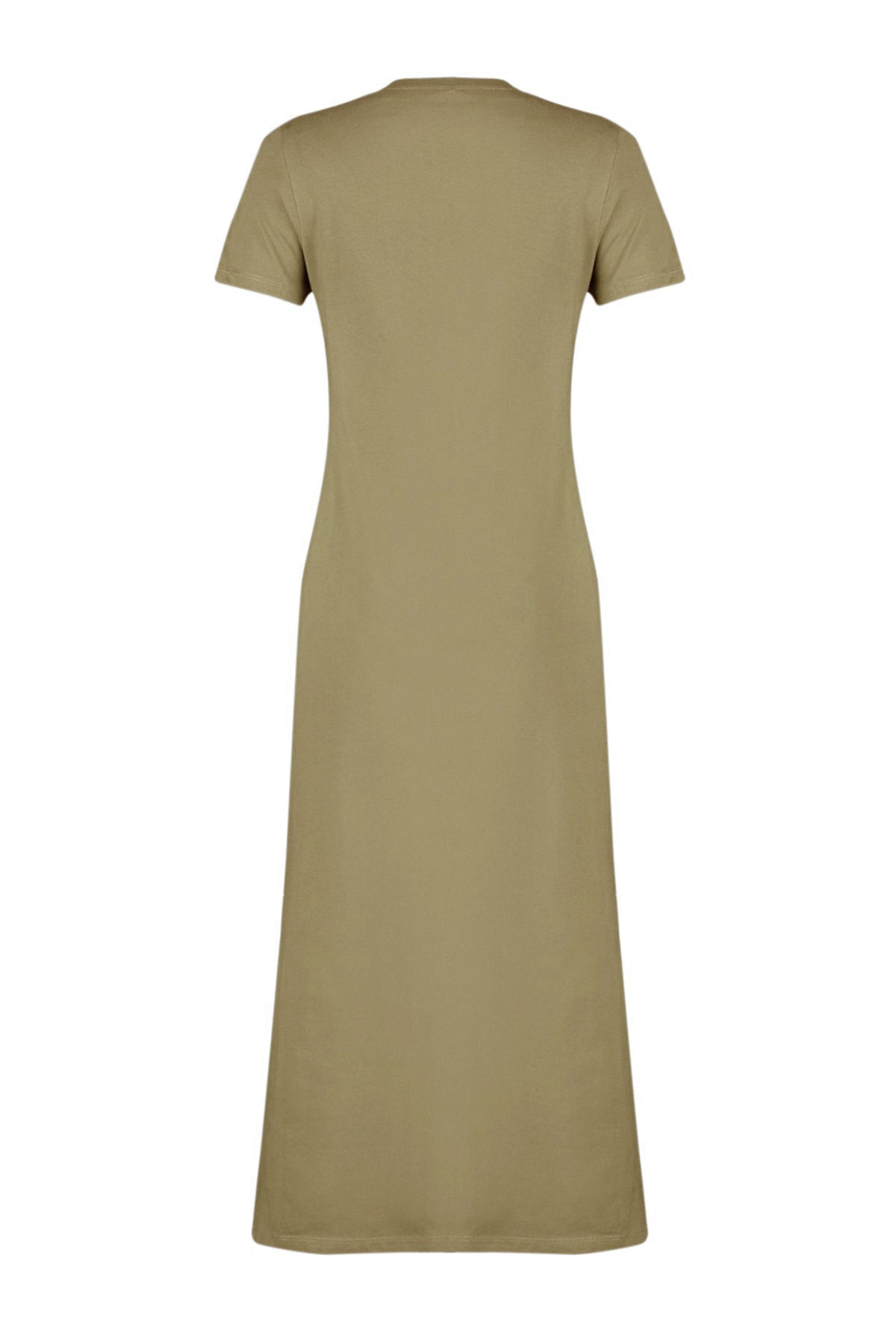 Trendyolmilla Haki Cepli Bisiklet Yaka A-Line Örme Midi Elbise TWOSS24EL00169