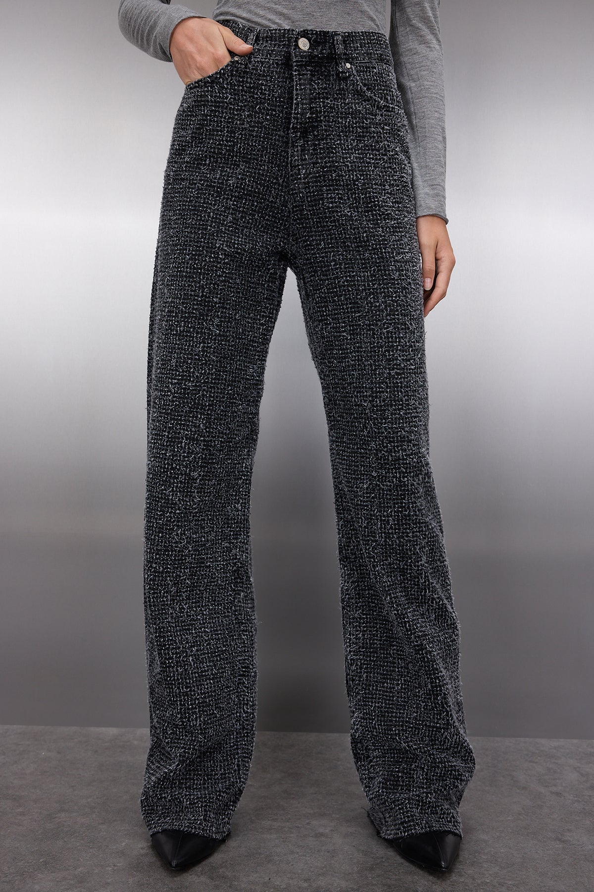Siyah Dokulu Yüksek Bel Wide Leg Geniş Paça %100 Pamuk Non-Stretch Jeans TWOSS25JE00149 Secondary image