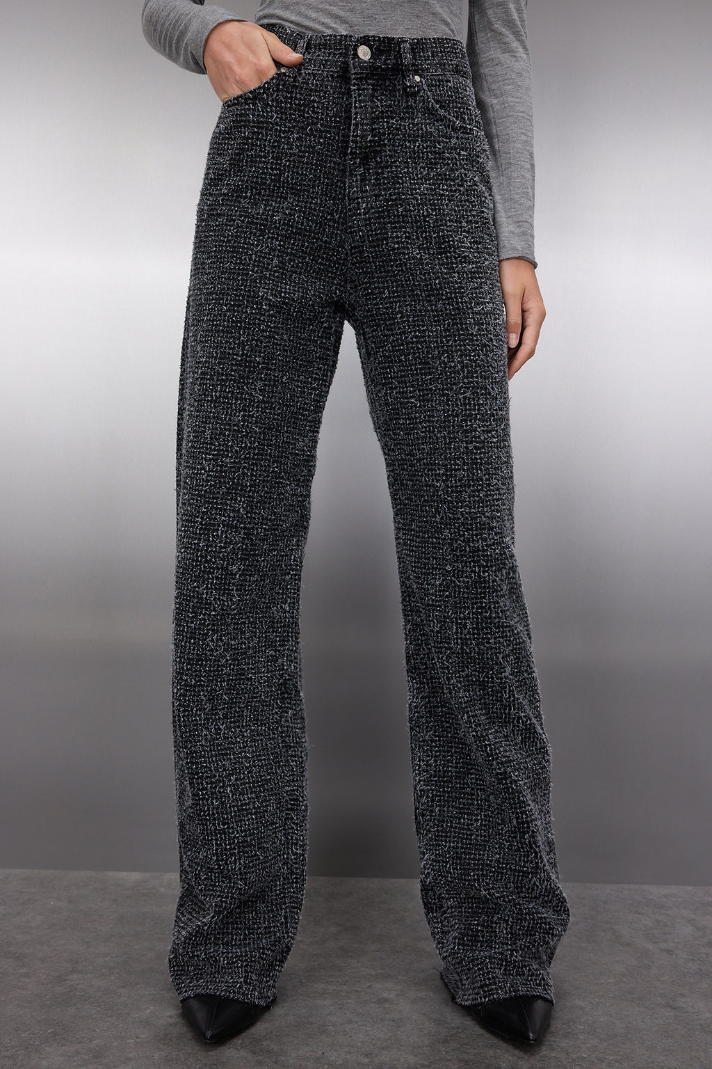 Siyah Dokulu Yüksek Bel Wide Leg Geniş Paça %100 Pamuk Non-Stretch Jeans TWOSS25JE00149