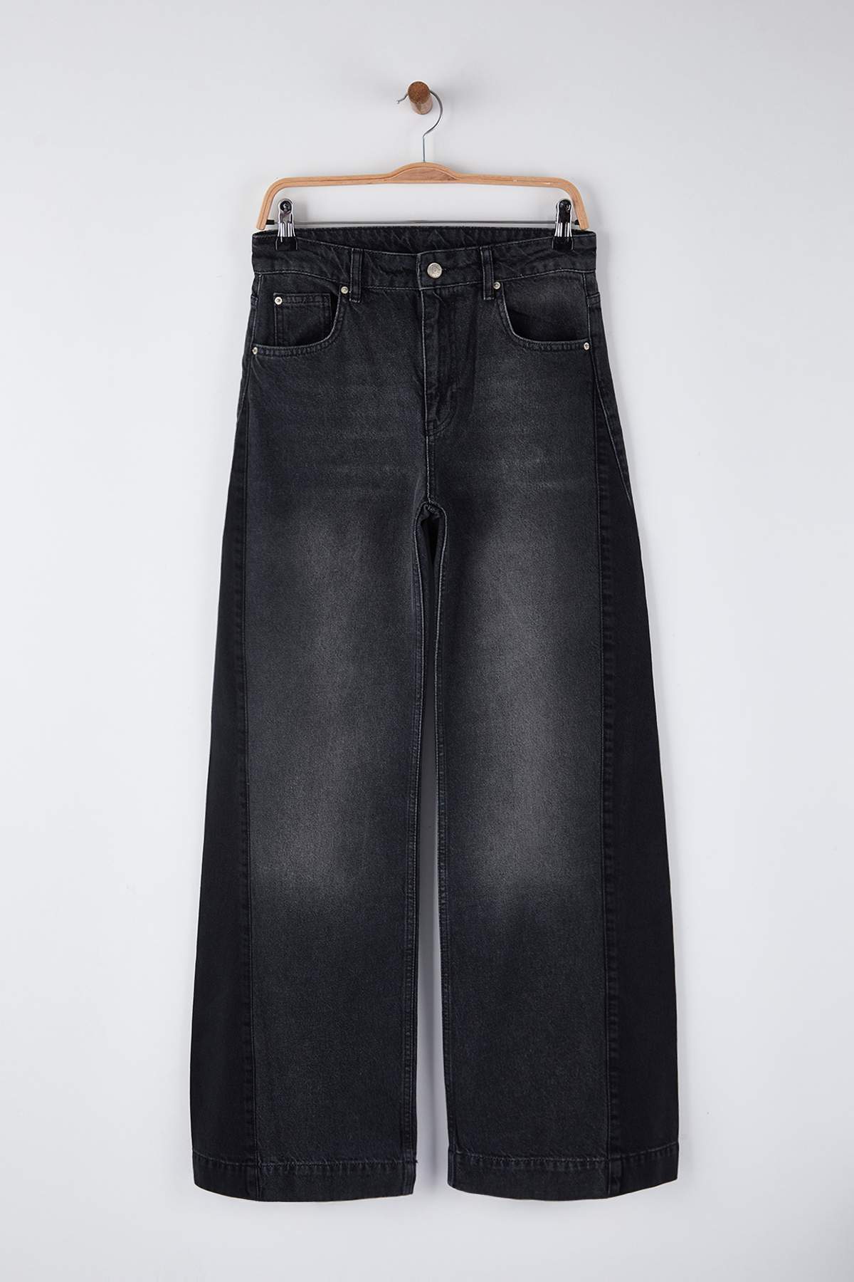 Trendyolmilla Özel Koleksiyon Mavi Yüksek Bel Renk Bloklu Wide Leg Geniş Paça Jeans TWOAW26JE00099