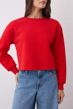 Trendyolmilla Siyah Kalın İçi Polarlı Bisiklet Yaka Crop Örme Sweatshirt TWOAW26SW00093