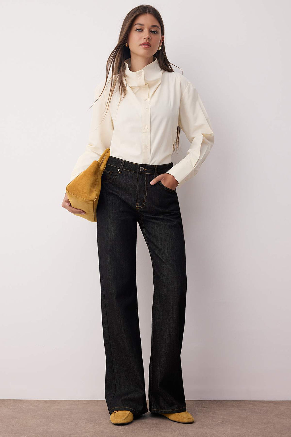 Siyah Yüksek Bel Geniş Paça Wide Leg Jeans TWOAW26JE00070