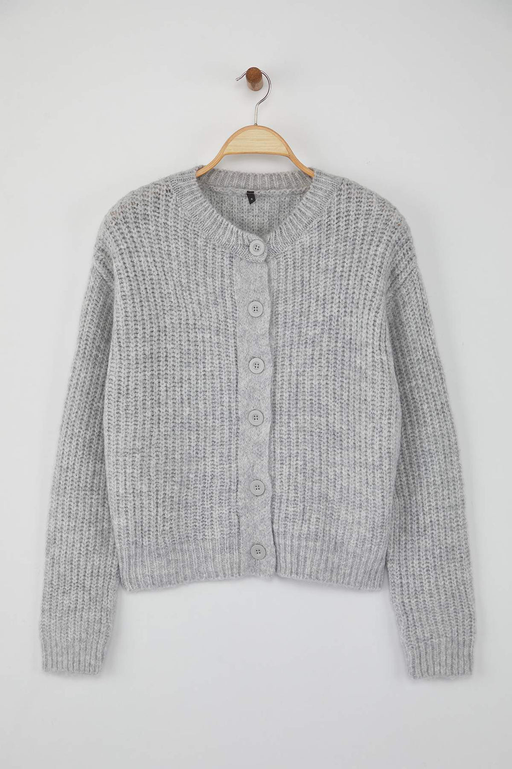 Trendyolmilla Wardrobe Essentials Gri Yumuşak Dokulu Basic Triko Hırka | TWOAW26HI00204