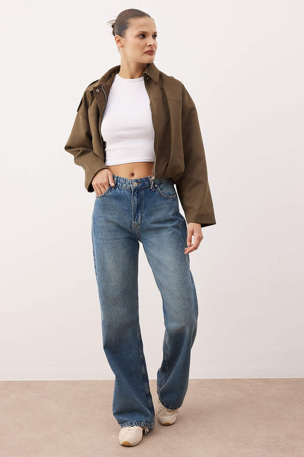 Trendyolmilla Mavi*001  Yüksek Bel Wide Leg Jeans TWOAW23JE00345