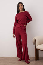 Trendyolmilla Bordo Fitilli Örme Pijama Takımı THMAW21PT0684