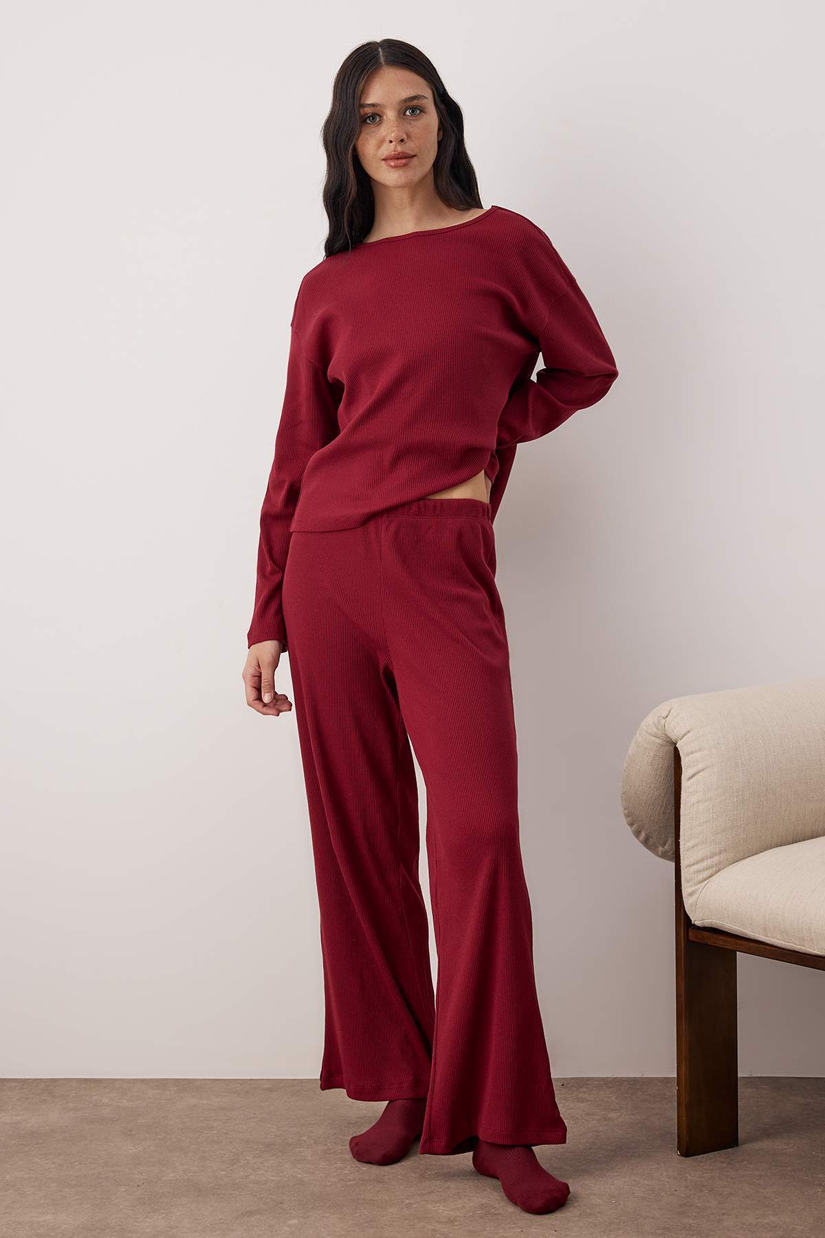 Trendyolmilla Zümrüt Yeşili Fitilli Örme Pijama Takımı THMAW21PT0684