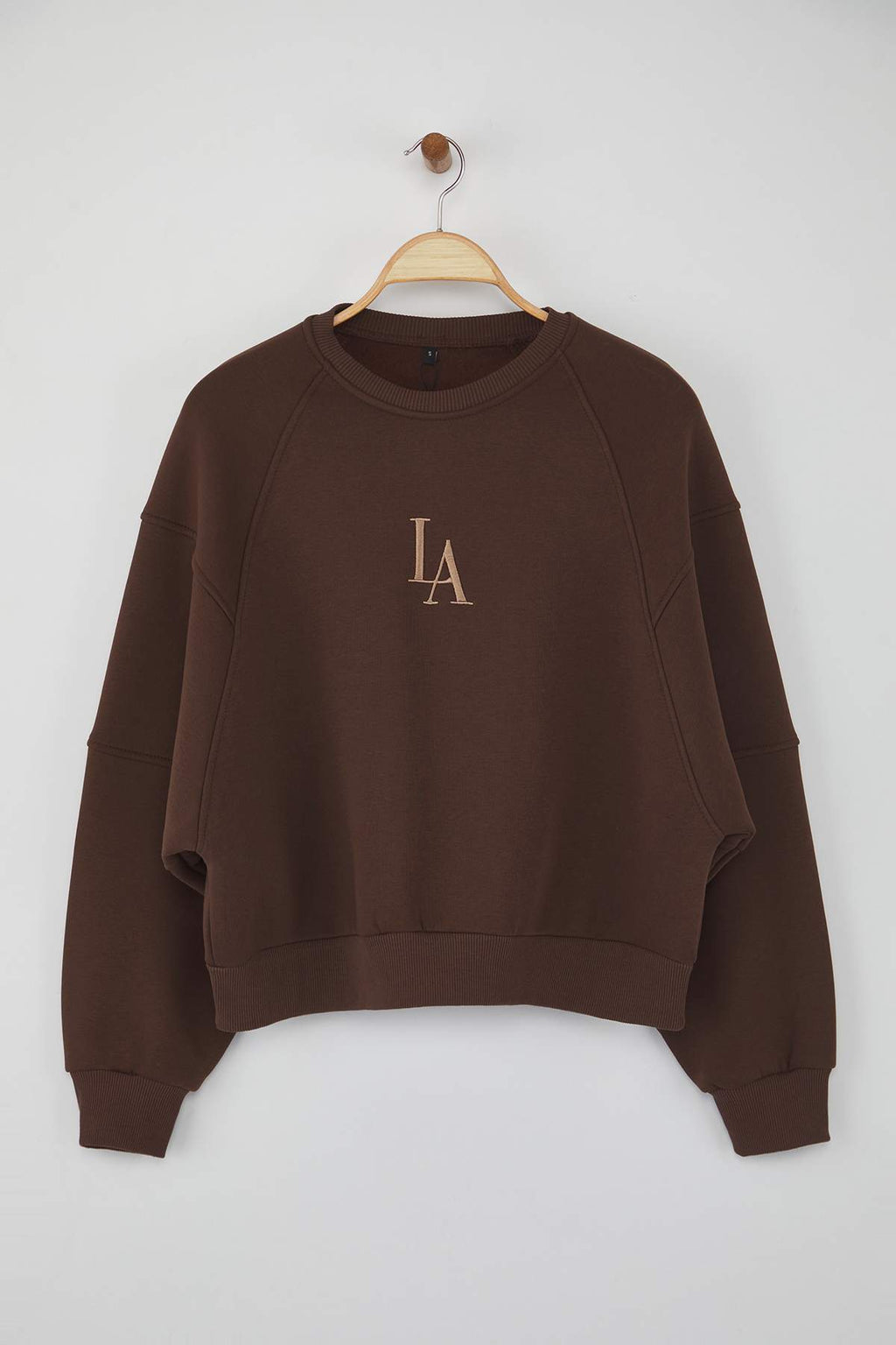 Trendyolmilla Taş Bisiklet Yaka Regular Fit Nakışlı Kalın İçi Polarlı Örme Sweatshirt TWOAW24SW00199